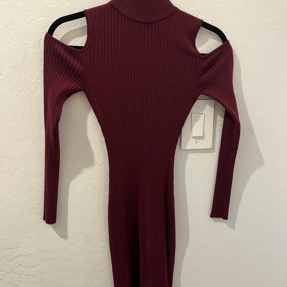Say What? Burgundy Cold Shoulder Dress